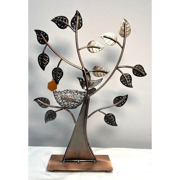 Metal Tree Sculpture With Bird & Nest Or Jewelry Tree - Picture 6 of 7